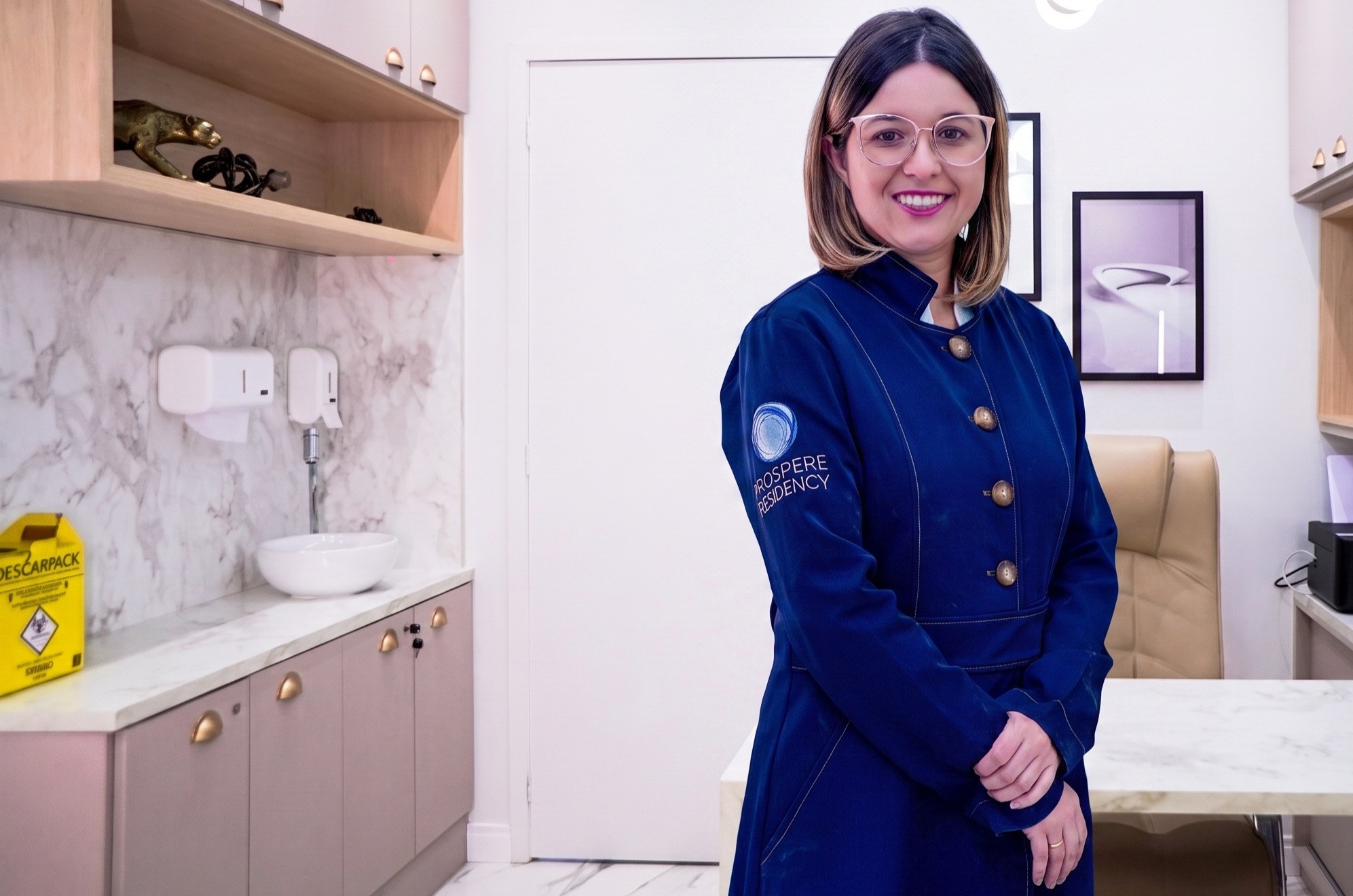 Dra. Bianca Nussi no consultório da Amabi Odontologia, em Pirituba
